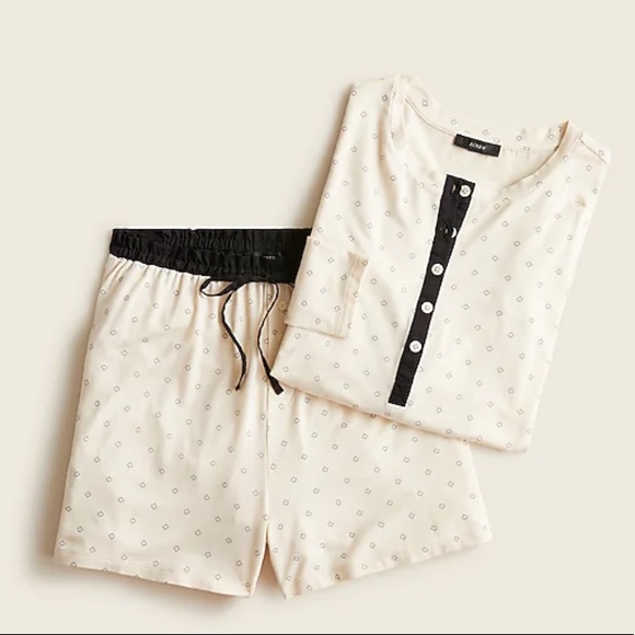 NWT J. Crew Eco Dreamiest Henley Short Set in Tiny Diamonds - Picture 4 of 4